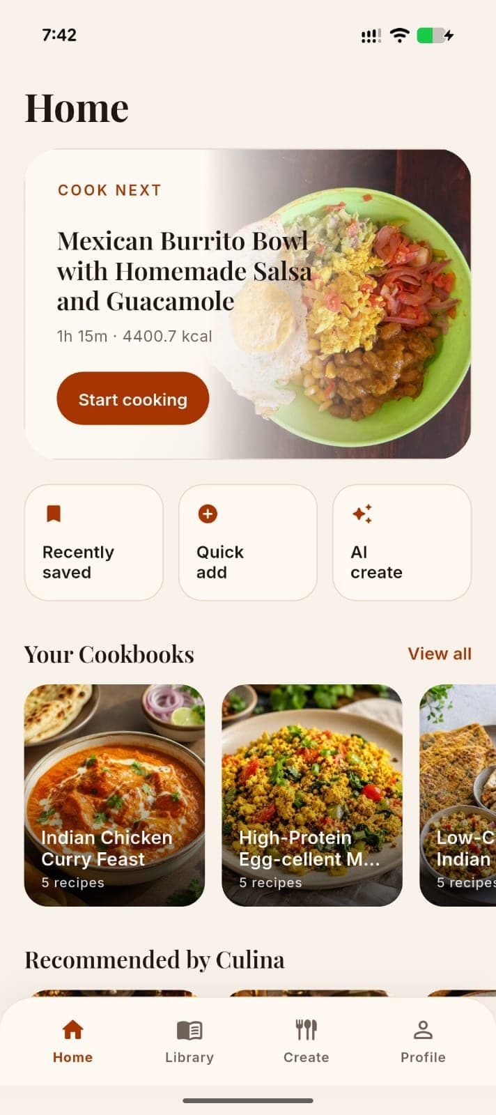 Culina home screen